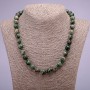 Necklace made of natural fuchsite (muscovite) smooth spheres, diameter 10(±)mm, length 45cm+