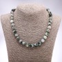 Moss Agate Bead Necklace with Smooth Round Beads, diameter 8+-mm, length 45+-cm