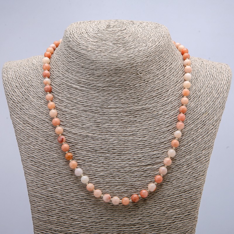 Necklace of Artificial Selenite, smooth beads, 6 mm diameter (±), length 46 cm (+)