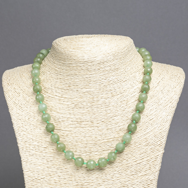 Necklace Jade (unit) Faceted Sphere, 10mm diameter ±, length 45cm ±