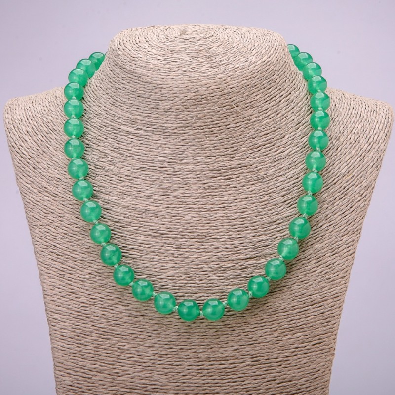 Necklace Jade Smooth Bead, diameter 10mm, length 48cm