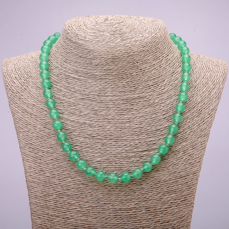 Necklace Jade (Nephrite) Smooth Bead, 8mm Diameter, 48cm Length