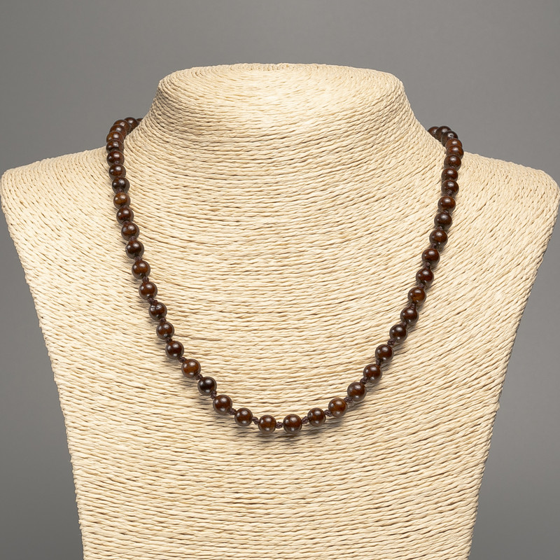 Natural Stone Necklace Garnet Smooth Bead, diameter 6(±)mm, length 50cm+