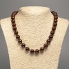 Necklace of natural Garnet, smooth round beads, diameter 8(±)mm, length 50cm+