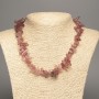 Natural Stone Necklace Strawberry Quartz Chip "Needle", diameter 15x4mm, length 48cm +