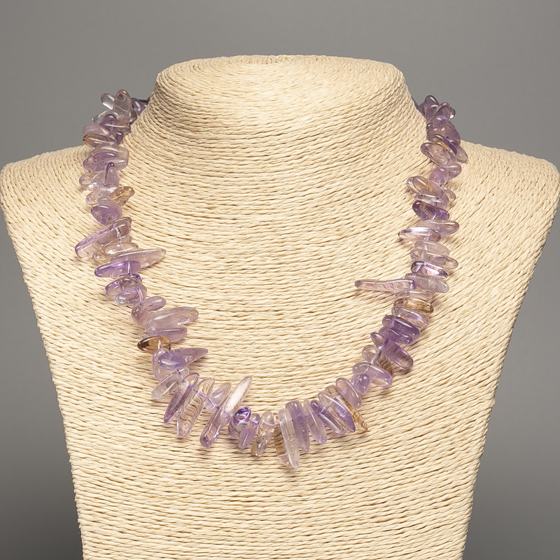 Amethyst Natural Stone Necklace Chunk, needle-cut, 18x5mm, length 48cm +