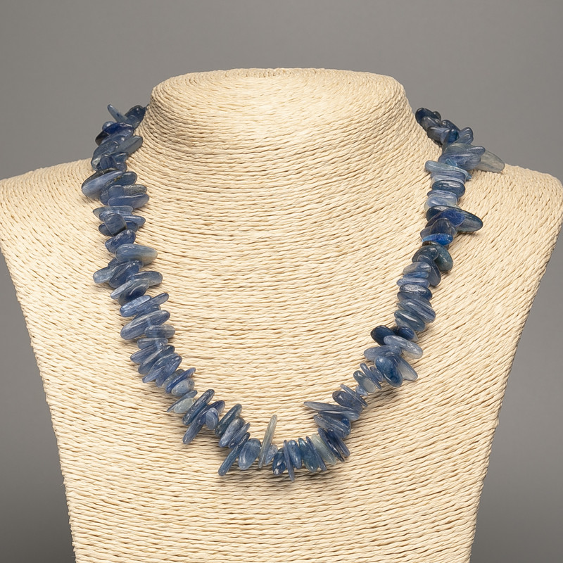 Necklace of Natural Kyanite Chunk "Needle", 15x4 mm, length 48 cm +