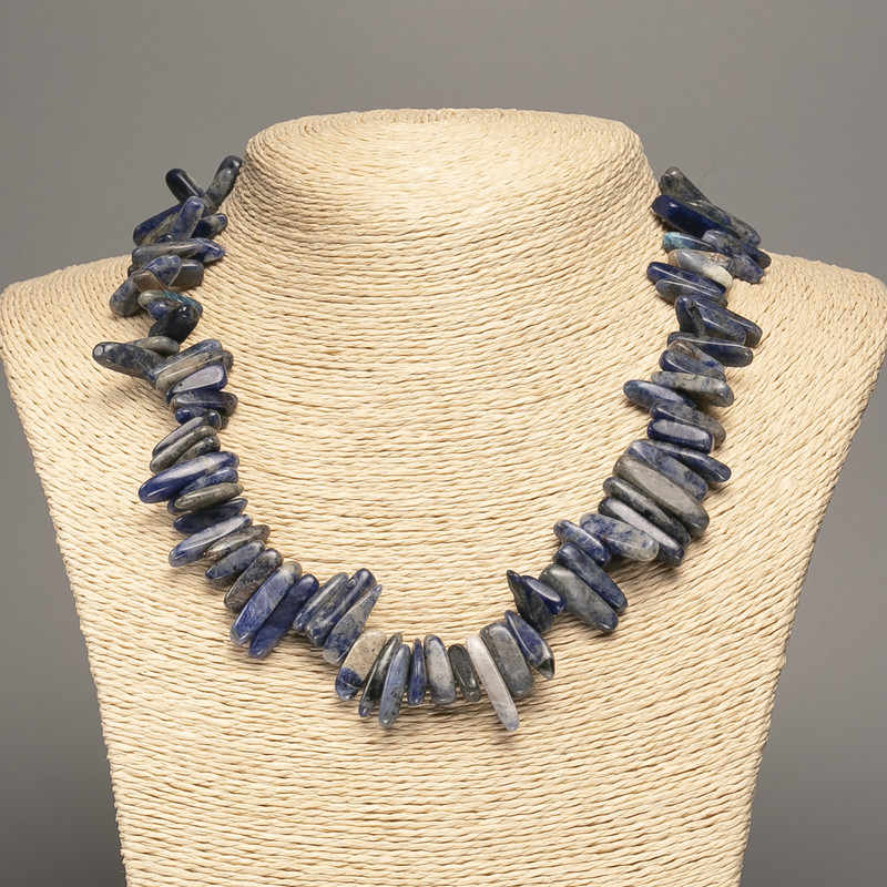 Necklace of Sodalite Chips “Needle” 20x6 mm, length 48 cm +