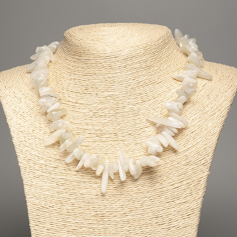Adularia Chip Necklace with Natural Stone "Needle", 18x5mm, 48 cm length +