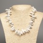 Natural Stone Necklace Chalcedony Chip "Needle", diameter 20x8mm, length 48cm +