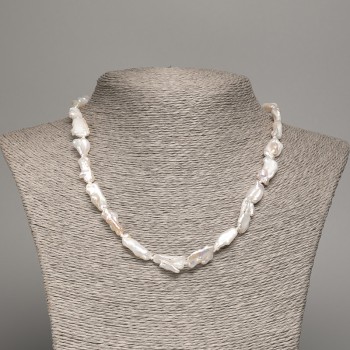 Necklace of natural baroque pearls with 'petrol' hue, diameter 18×7 mm, length 45 cm +