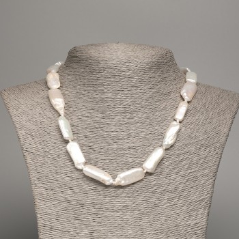 Necklace of natural baroque pearls with petrol tint, diameter 24×9×4, 5mm, length 45 cm +