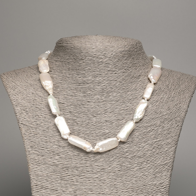 Necklace of natural baroque pearls with petrol tint, diameter 24×9×4, 5mm, length 45 cm +