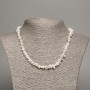 Necklace of natural baroque pearls with a petrol-toned shard, bead size 8x3mm, length 48cm +