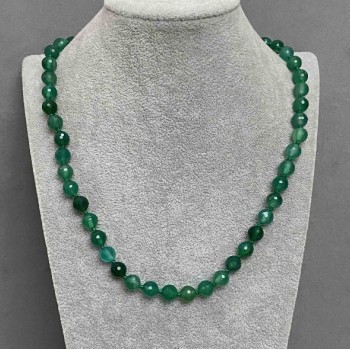 Chrysoprase Beads Necklace, faceted 8mm round beads, length 50 cm