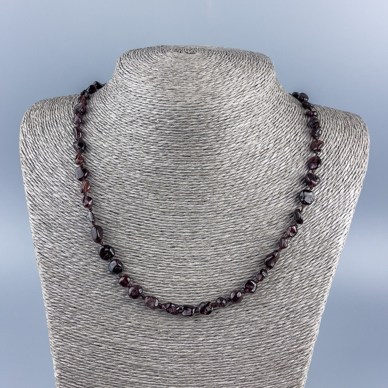 Garnet Beads Necklace with faceted Garnet, diameter 8x7 mm, length 48 cm