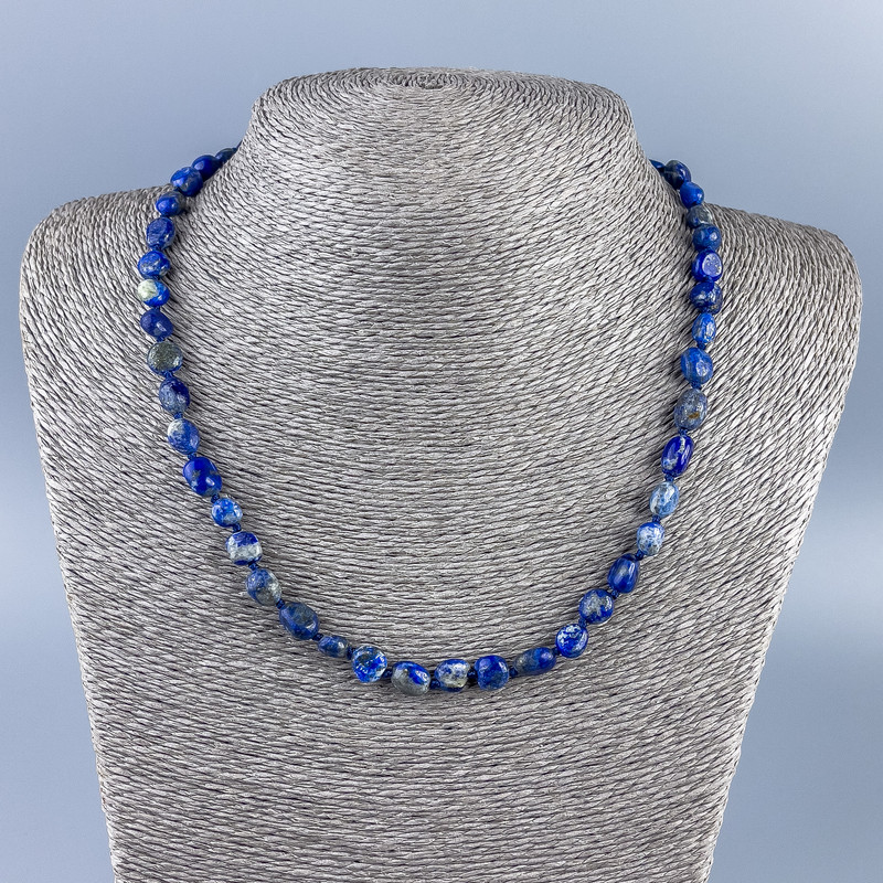 Lapis Lazuli Bead Necklace, faceted, diameter 8x7mm, length 48 cm +/-