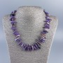 Charoite Bead Necklace with Chip "Needle", diameter 15×3 mm± with Seed Beads, diameter 2 mm, length 50 cm +