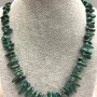 Necklace of natural malachite chips “needles”, diameter 12-16×3-5mm, length 50cm ± with clasp