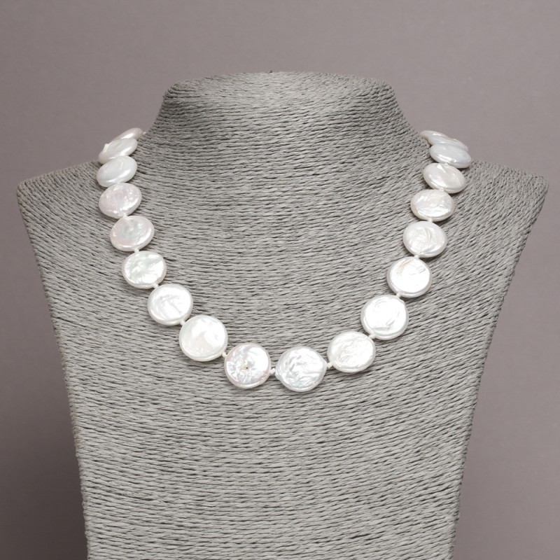Necklace of Natural Baroque Pearls, diameter 16x5(+-)mm, length 45cm+