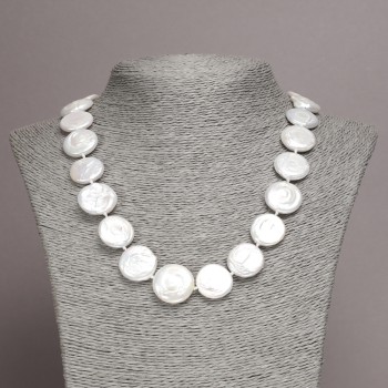 Necklace made of natural baroque pearls, diameter 18×5(±)mm, length 45cm+
