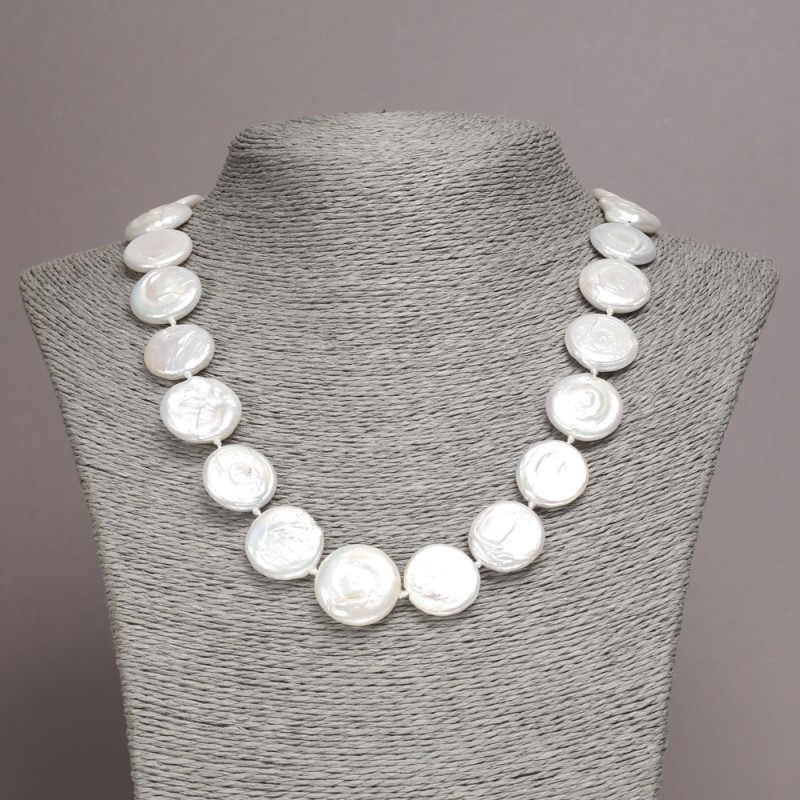Necklace made of natural baroque pearls, diameter 18×5(±)mm, length 45cm+