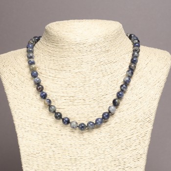 Necklace made of natural sodalite, smooth beads, 8 mm diameter, length 45 cm
