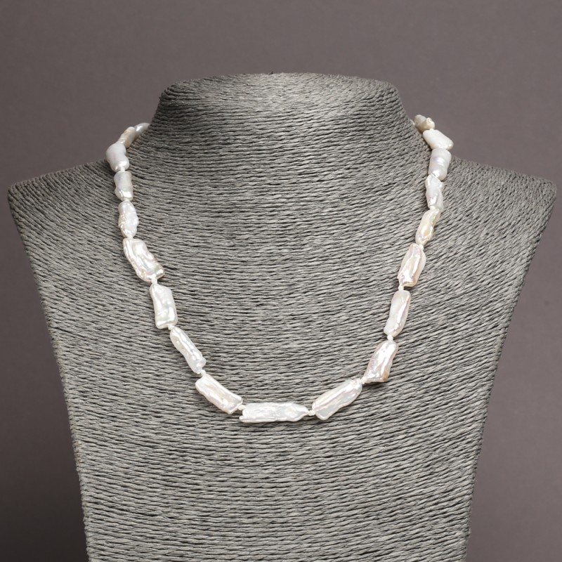 Necklace of natural Baroque pearls, diameter 22×10 mm ±, length 48 cm ±