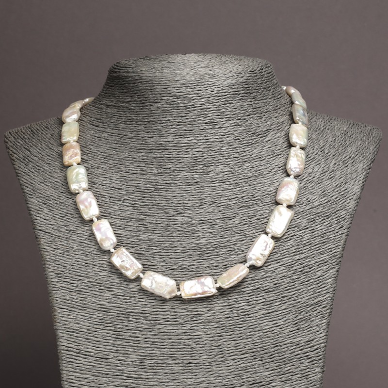 Necklace of natural Baroque pearls, diameter 18x10mm±, length 48cm±