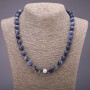 Sodalite Natural Stone Necklace, Faceted Round Beads, 10 mm diameter (+/-), 48 cm length