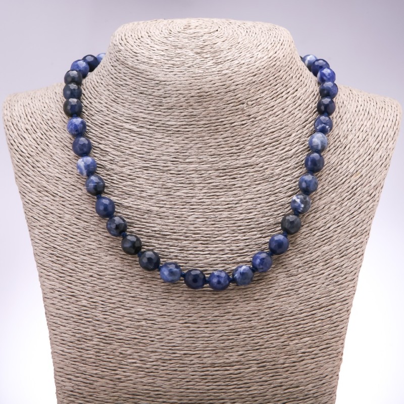 Necklace of Lapis Lazuli (singles) Faceted Bead, 10mm diameter, 45cm length
