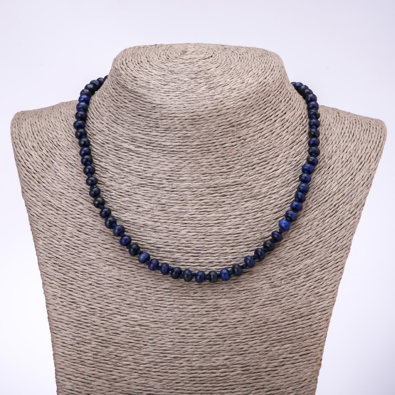 Lapis Lazuli Bead Necklace smooth rondelle, diameter 7x4mm, length 45cm