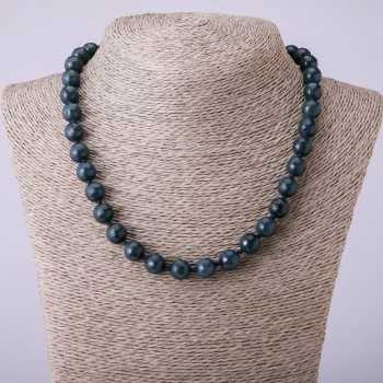 Necklace of natural stone, faceted apatite bead, 10mm diameter, 45 cm length