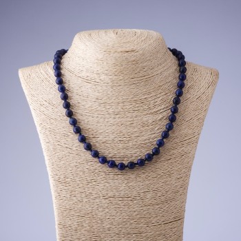 Lapis Lazuli Necklace Bead, faceted round, length 48 in, diameter 8 mm