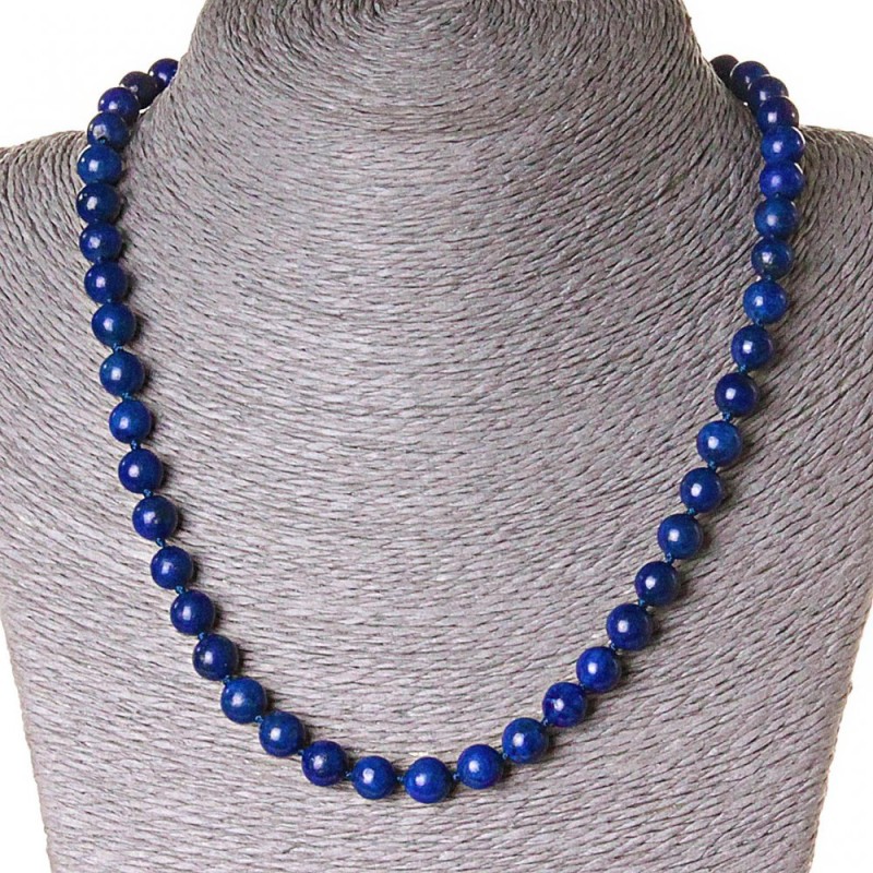 Lapis Lazuli Necklace, 8mm beads, 18 in (47 cm) length