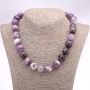 Amethyst Chevron Smooth Round Beads Necklace, 16+-mm diameter, 45 cm length