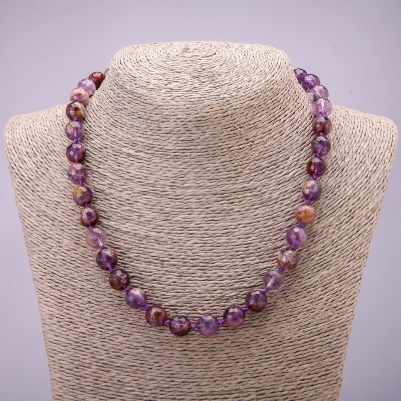 Amethyst Beads Faceted Round Bead 10 mm (±), Length 48 cm
