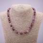 Amethyst with Garnet Beaded Round Beads Necklace, diameter 8(±)mm, length 45cm