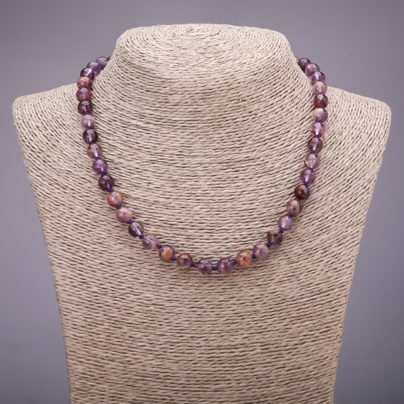Necklace made of natural stone Amethystine? Amethyst? Wait—need correct: Ametrine natural stone smooth beads 8 mm diameter, length 45 cm