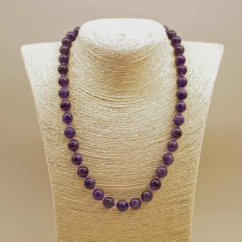 Amethyst Beads Smooth Round 10mm Diameter, 45cm Length