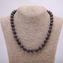 Amethyst Natural Stone Necklace, smooth beads, 10mm diameter, 45 cm length +
