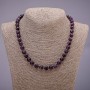 Amethyst gemstone necklace beads smooth round 8 mm diameter, length 45 cm