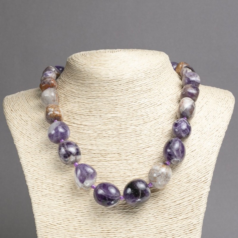 Elite Amethyst Necklace, Large Faceted Beads on a Lengthening Strand, Diameter 12-23mm, 50cm