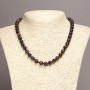 Natural Stone Necklace Bull's Eye (Bullseye) Smooth Bead, diameter 8(±)mm, length 45cm+