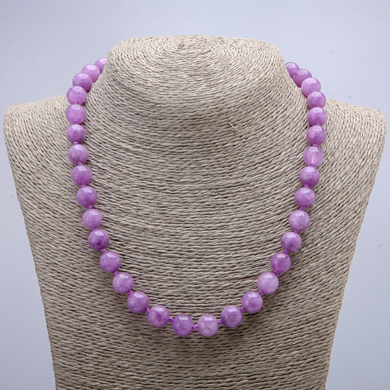 Necklace of Natural Tinted Quartz with Smooth Round Beads, diameter 10(±)mm, length 46cm+
