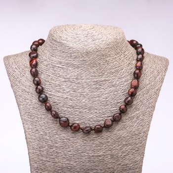 Bull's Eye Tumbled Stone Necklace, 7-12 mm, 48 cm