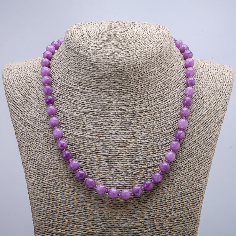 Necklace made of natural tinted quartz, smooth beads, diameter 6(±)mm, length 46cm+