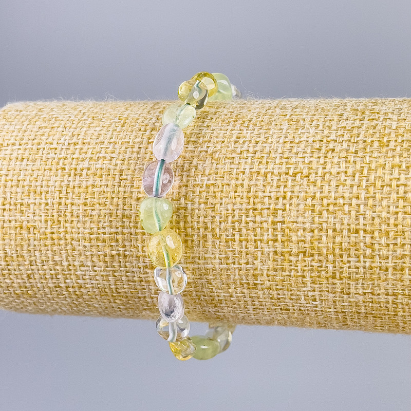 Bracelet Assorted natural stone faceted, diameter 9x6mm+-, length 18cm (stretch)