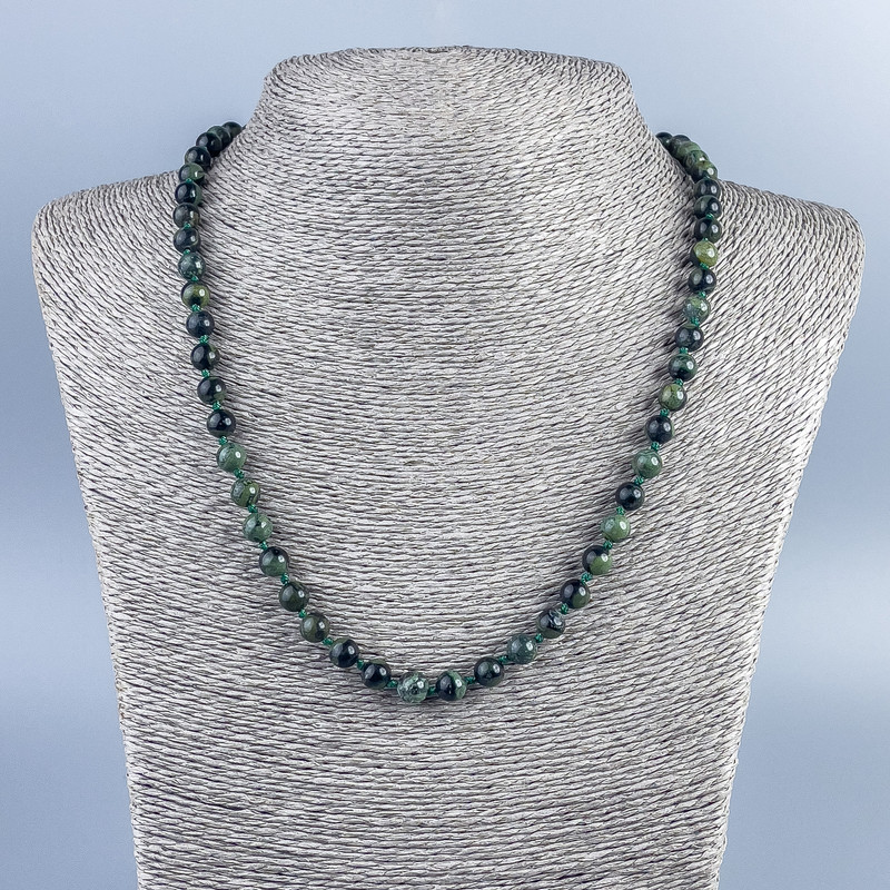 Natural Stone Necklace Ocean Jasper Smooth Round Bead 6.5 mm±, 50 cm length