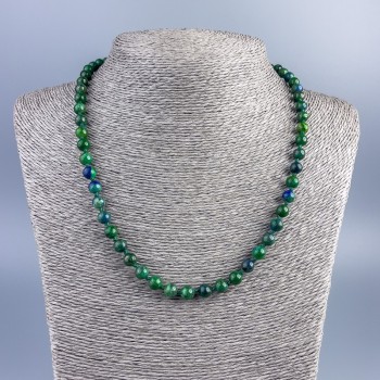 Azurite Beads Necklace with Smooth Round Beads 6.5 mm, 48 cm length +